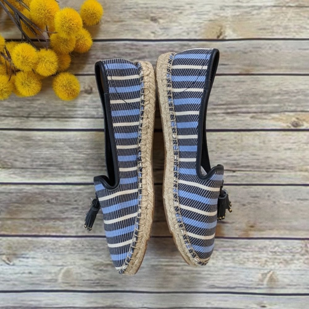 New Talbots Ivy Striped Espadrille Tassel Loafers - Picture 8 of 16